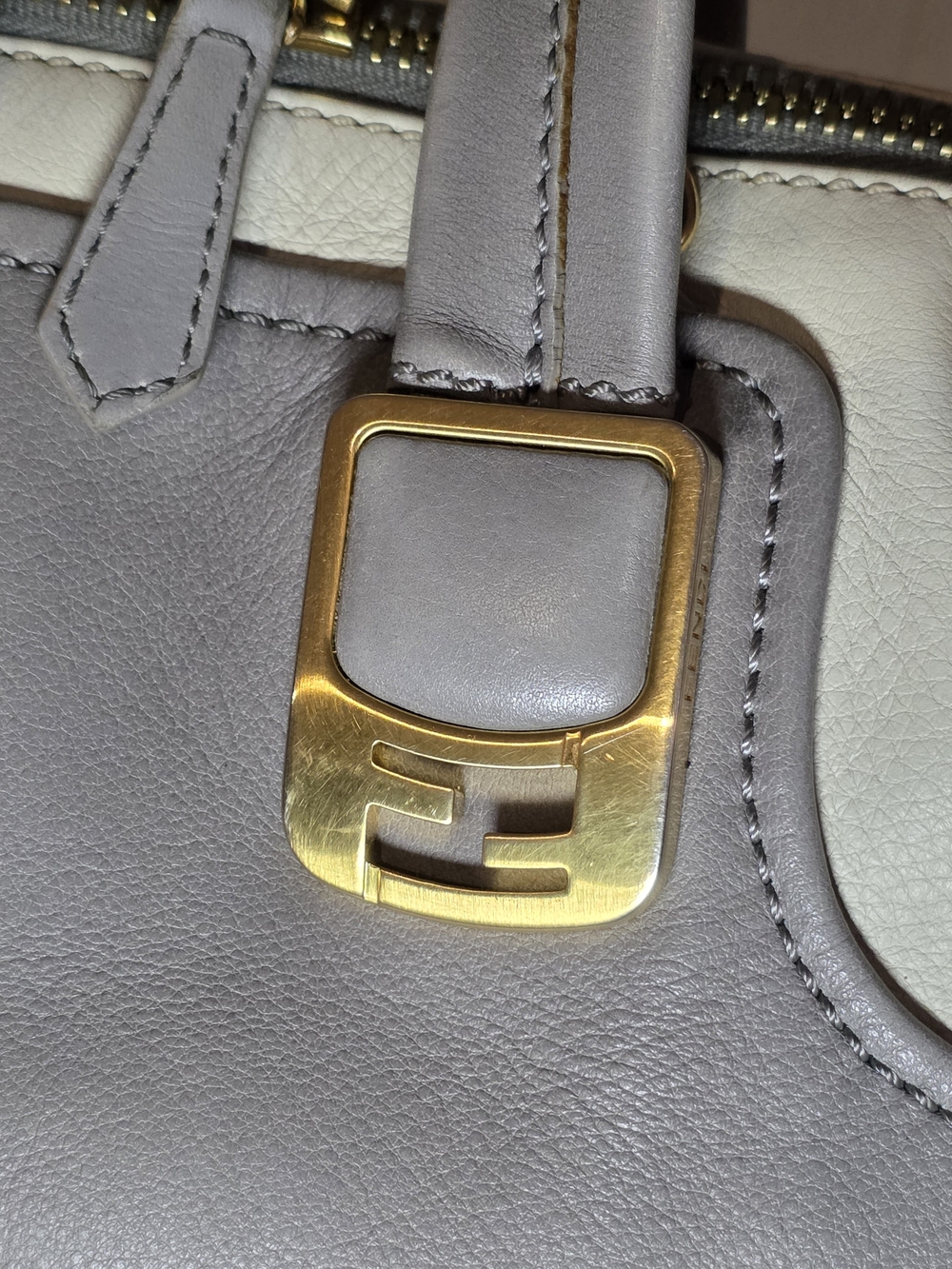 Beautiful Fendi Chameleon Satchel in a highly versatile, neutral colorblock. - Picture 2 of 16